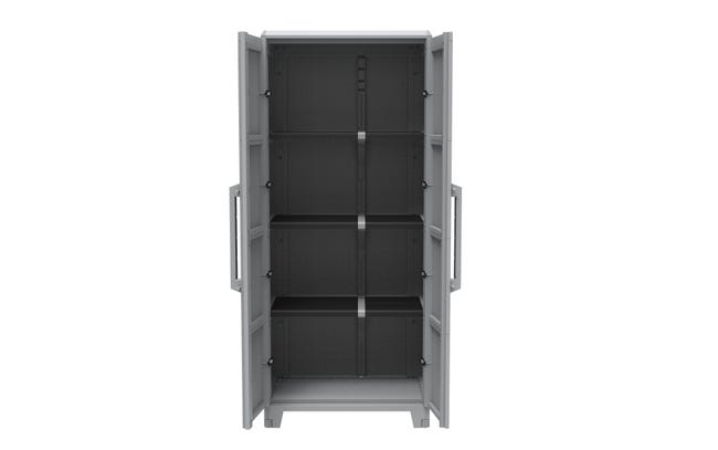 Armadio alto Trasforming Modular 4 TERRY STORAGE in resina, grigio L 78 x H 185 x P 44 cm 2 ante, adatto per interno/esterno riparato