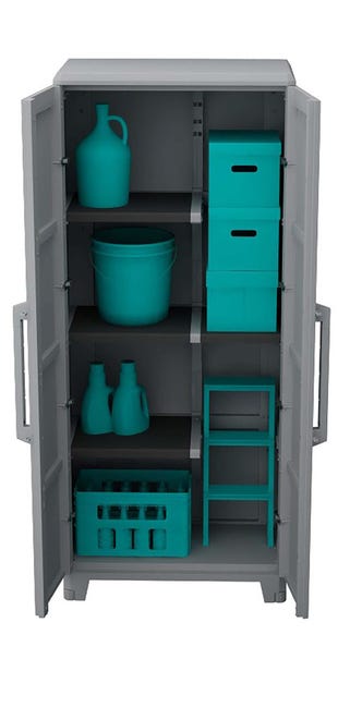 Armadio alto Trasforming Modular 4 TERRY STORAGE in resina, grigio L 78 x H 185 x P 44 cm 2 ante, adatto per interno/esterno riparato