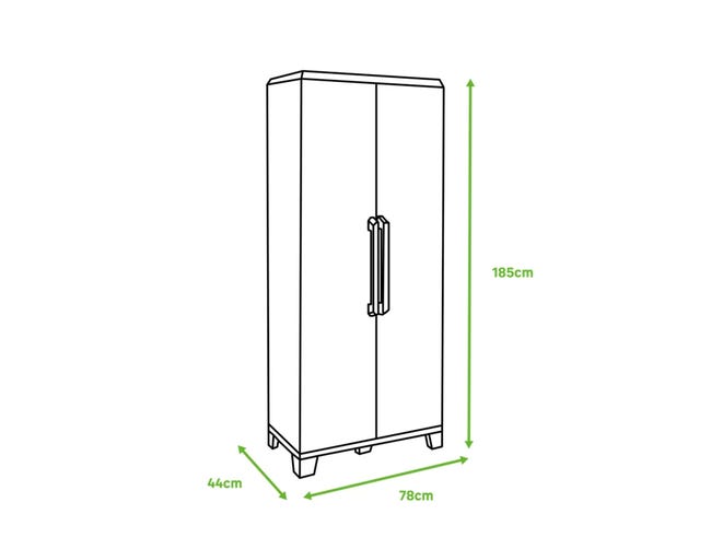 Armadio alto Trasforming Modular 4 TERRY STORAGE in resina, grigio L 78 x H 185 x P 44 cm 2 ante, adatto per interno/esterno riparato