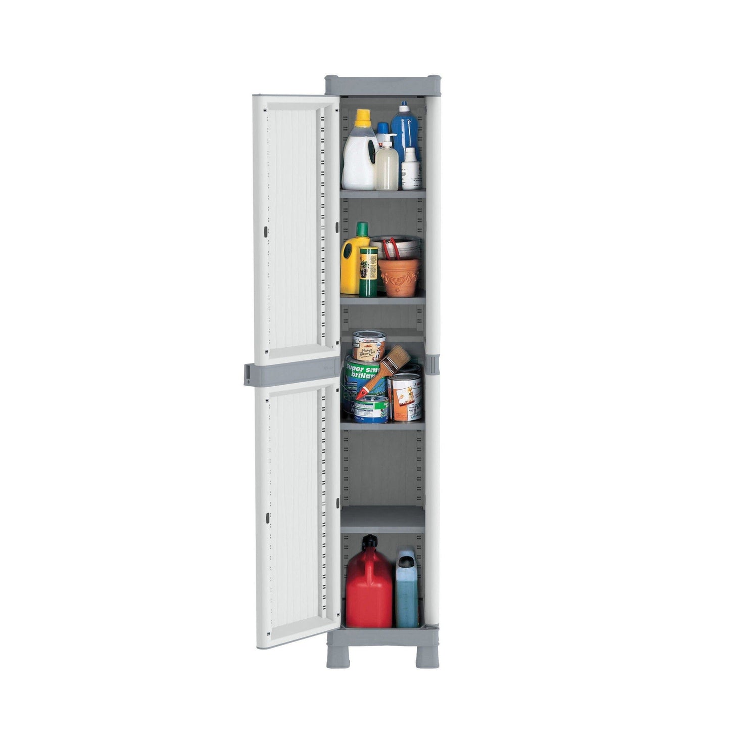 Armadio in Resina Antiurto Terry Wave 1A 35X44X181Cm 1 Anta 5 Ripiani da Esterno