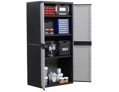 Armadio alto Jumbo Cab 2900 Qblack TERRY STORAGE in polipropilene, grigio L 89.7 x H 180 x P 53.7 cm 2 ante, adatto per interno/esterno