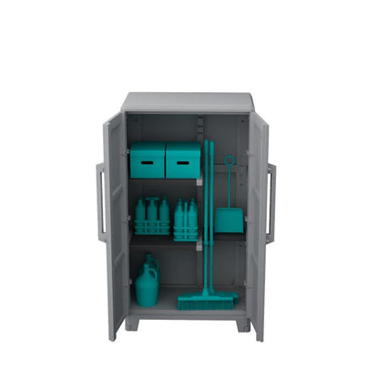 Armadio basso Trasforming Modular 3 TERRY STORAGE in resina, grigio L 78 x H 143 x P 44 cm 2 ante, adatto per interno/esterno