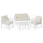 Set Salotto da Giardino 4 Posti Divano Poltrone e Tavolino, Cuscini Inclusi, Polipropilene Effetto Rattan, Mobili Esterno Terrazzo Veranda Patio