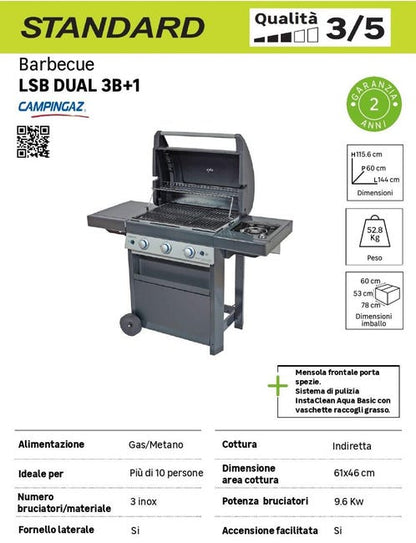 Barbecue a gas CAMPINGAZ LBS dual 3 bruciatori con fornello laterale extra