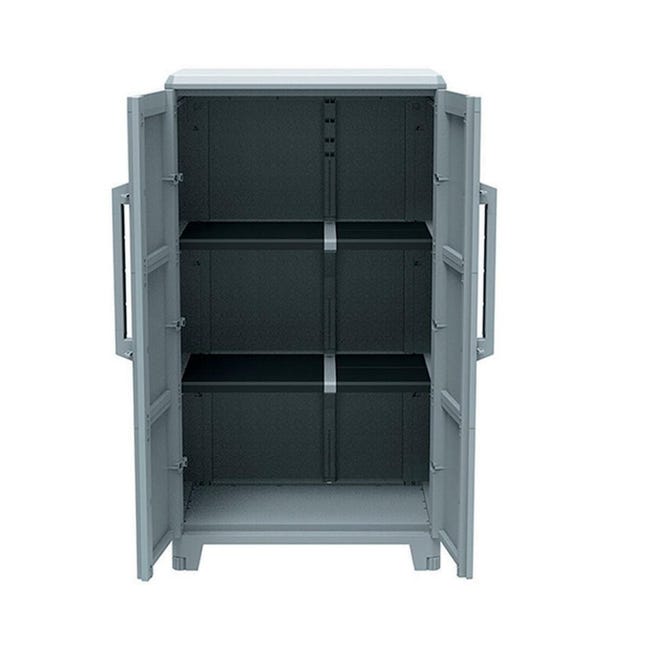 Armadio basso Trasforming Modular 3 TERRY STORAGE in resina, grigio L 78 x H 143 x P 44 cm 2 ante, adatto per interno/esterno