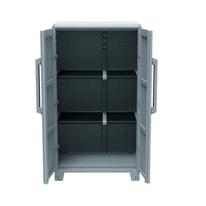 Armadio basso Trasforming Modular 3 TERRY STORAGE in resina, grigio L 78 x H 143 x P 44 cm 2 ante, adatto per interno/esterno