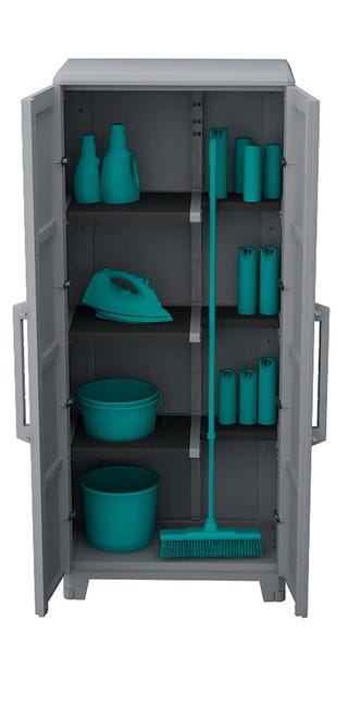 Armadio alto Trasforming Modular 4 TERRY STORAGE in resina, grigio L 78 x H 185 x P 44 cm 2 ante, adatto per interno/esterno riparato