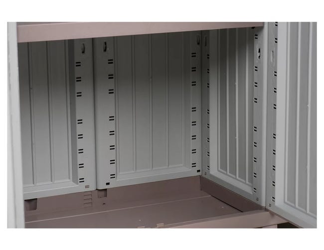 Armadio per scope C-Wood 102A TERRY STORAGE in polipropilene, tortora e grigio scuro L 102 x H 170 x P 39 cm 3 ante, adatto per interno/esterno