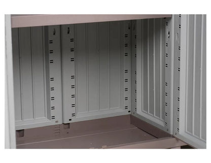 Armadio per scope C-Wood 102A TERRY STORAGE in polipropilene, tortora e grigio scuro L 102 x H 170 x P 39 cm 3 ante, adatto per interno/esterno