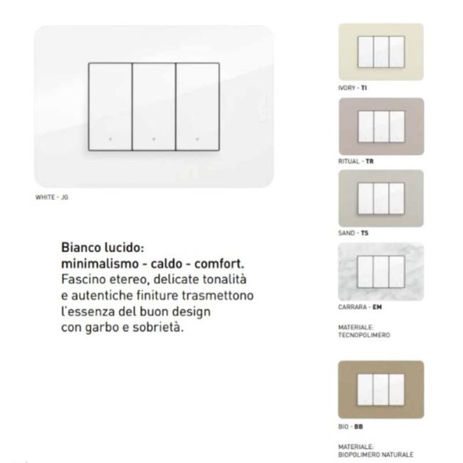 Interruttore basculante Bticino MatixGO 1P 10AX 1 modulo bianco JW4001