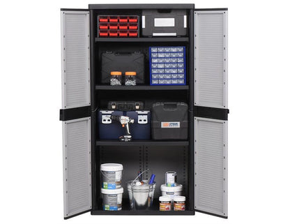Armadio alto Jumbo Cab 2900 Qblack TERRY STORAGE in polipropilene, grigio L 89.7 x H 180 x P 53.7 cm 2 ante, adatto per interno/esterno