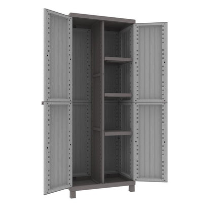 Armadio per scope C-Wood 3680 TERRY STORAGE in polipropilene, grigio chiaro e tortora L 68 x H 170 x P 39 cm 2 ante, adatto per interno/esterno