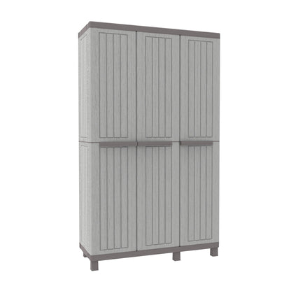 Armadio per scope C-Wood 102A TERRY STORAGE in polipropilene, tortora e grigio scuro L 102 x H 170 x P 39 cm 3 ante, adatto per interno/esterno
