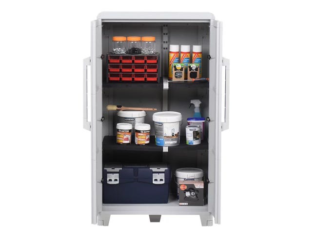 Armadio basso Trasforming Modular 3 TERRY STORAGE in resina, grigio L 78 x H 143 x P 44 cm 2 ante, adatto per interno/esterno