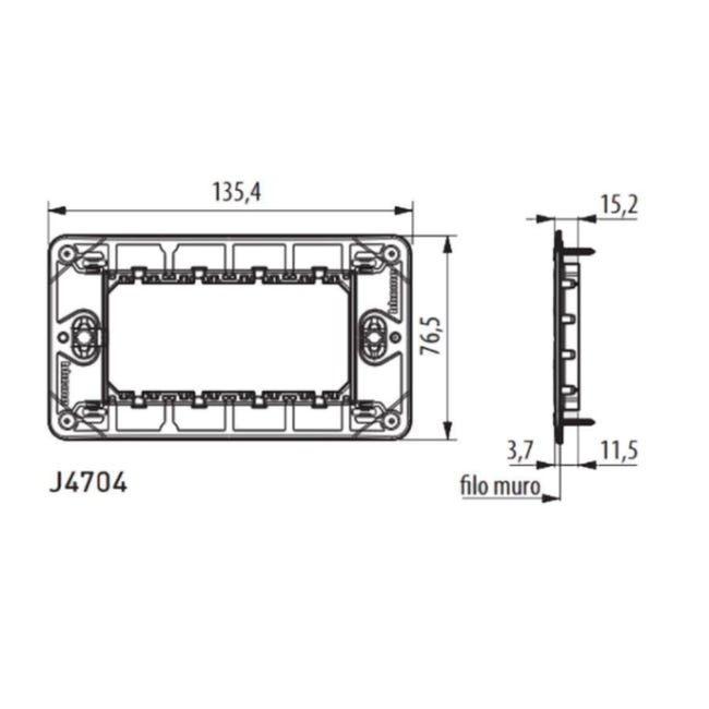 Supporto BTicino MatixGO 4 moduli J4704