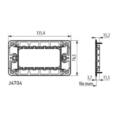 Supporto BTicino MatixGO 4 moduli J4704