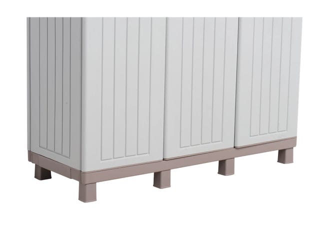 Armadio per scope C-Wood 102A TERRY STORAGE in polipropilene, tortora e grigio scuro L 102 x H 170 x P 39 cm 3 ante, adatto per interno/esterno