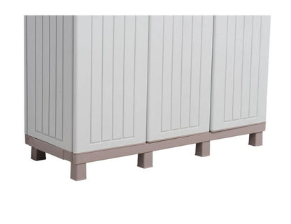 Armadio per scope C-Wood 102A TERRY STORAGE in polipropilene, tortora e grigio scuro L 102 x H 170 x P 39 cm 3 ante, adatto per interno/esterno