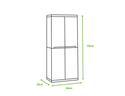 Armadio per scope C-Wood 3680 TERRY STORAGE in polipropilene, grigio chiaro e tortora L 68 x H 170 x P 39 cm 2 ante, adatto per interno/esterno