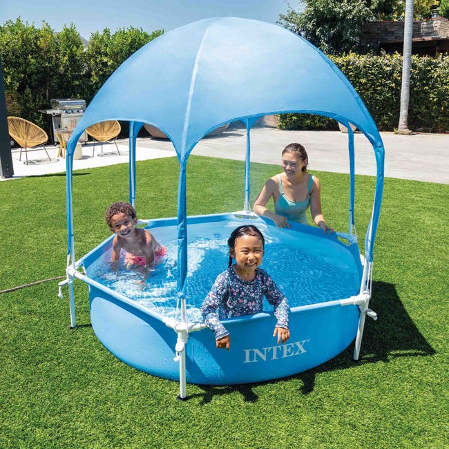 Intex 28209NP – Piscina Metal Frame Rotonda con Parasole e Spruzzo, 183x38 cm