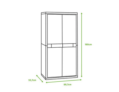Armadio alto Jumbo Cab 2900 Qblack TERRY STORAGE in polipropilene, grigio L 89.7 x H 180 x P 53.7 cm 2 ante, adatto per interno/esterno