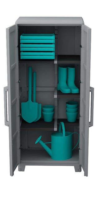 Armadio alto Trasforming Modular 4 TERRY STORAGE in resina, grigio L 78 x H 185 x P 44 cm 2 ante, adatto per interno/esterno riparato