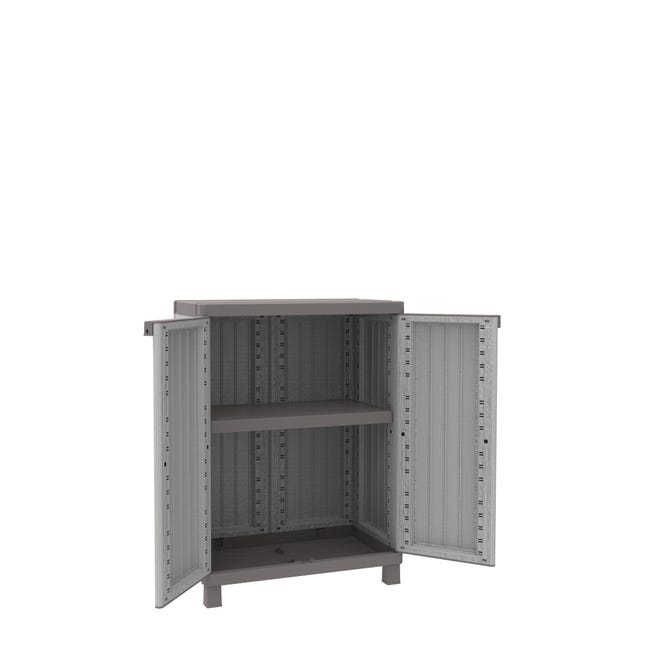 Armadio basso C-Wood 680 TERRY STORAGE in polipropilene, grigio e tortora L 68 x H 91 x P 39 cm 2 ante, adatto per interno/esterno