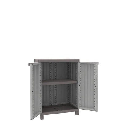Armadio basso C-Wood 680 TERRY STORAGE in polipropilene, grigio e tortora L 68 x H 91 x P 39 cm 2 ante, adatto per interno/esterno