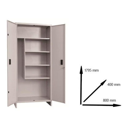 Armadio per scope Pratiko Q in acciaio, grigio L 80 x H 179.5 x P 40 cm 2 ante, da interno