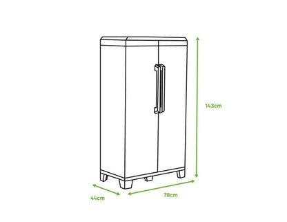 Armadio basso Trasforming Modular 3 TERRY STORAGE in resina, grigio L 78 x H 143 x P 44 cm 2 ante, adatto per interno/esterno