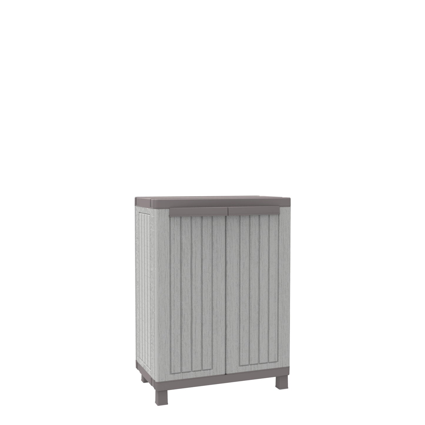 Armadio basso C-Wood 680 TERRY STORAGE in polipropilene, grigio e tortora L 68 x H 91 x P 39 cm 2 ante, adatto per interno/esterno