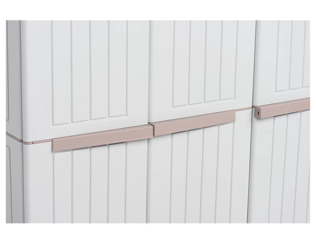 Armadio per scope C-Wood 102A TERRY STORAGE in polipropilene, tortora e grigio scuro L 102 x H 170 x P 39 cm 3 ante, adatto per interno/esterno