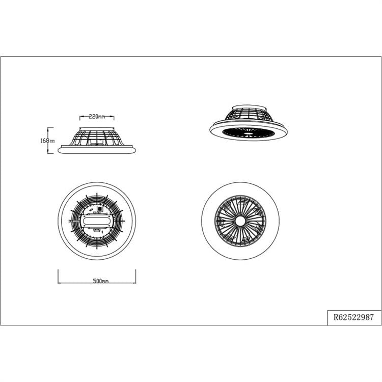 PLAFONIERA STRALSUND VENTILATORE LED EFFETTO CIELO STELLATO RGB DIAMETRO 50 CM.