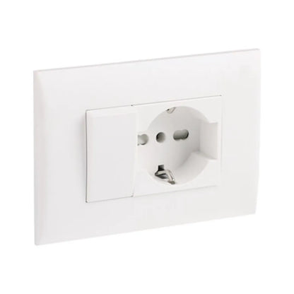 Placca con Supporto, Pulsante Deviatore e Presa Schuko | Electoline