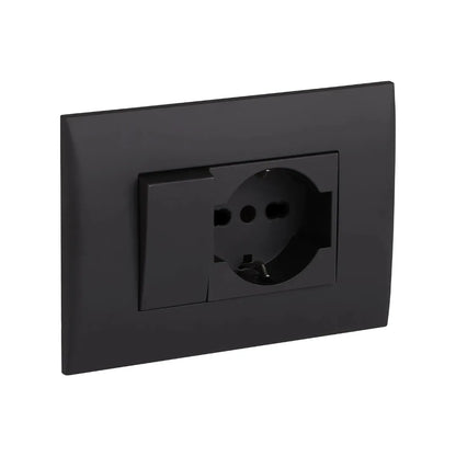 Placca con Supporto, Pulsante Deviatore e Presa Schuko | Electoline