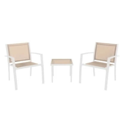 Salottino da Giardino Havana 3 Pezzi in Acciaio con Tavolino e Poltrone