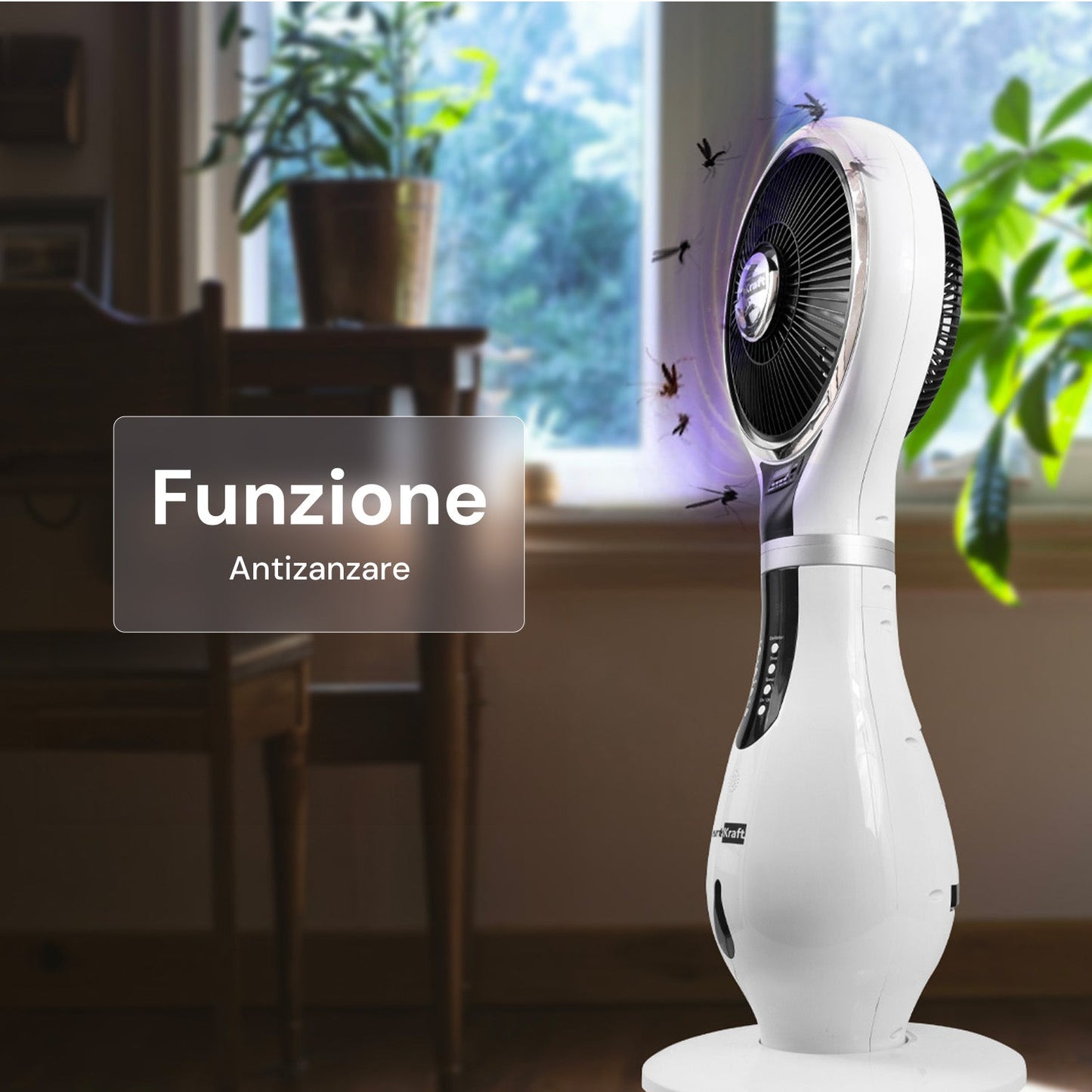 Ventilatore Nebulizzatore a Colonna con 3 velocità, Telecomando e Serbatoio 2,3L