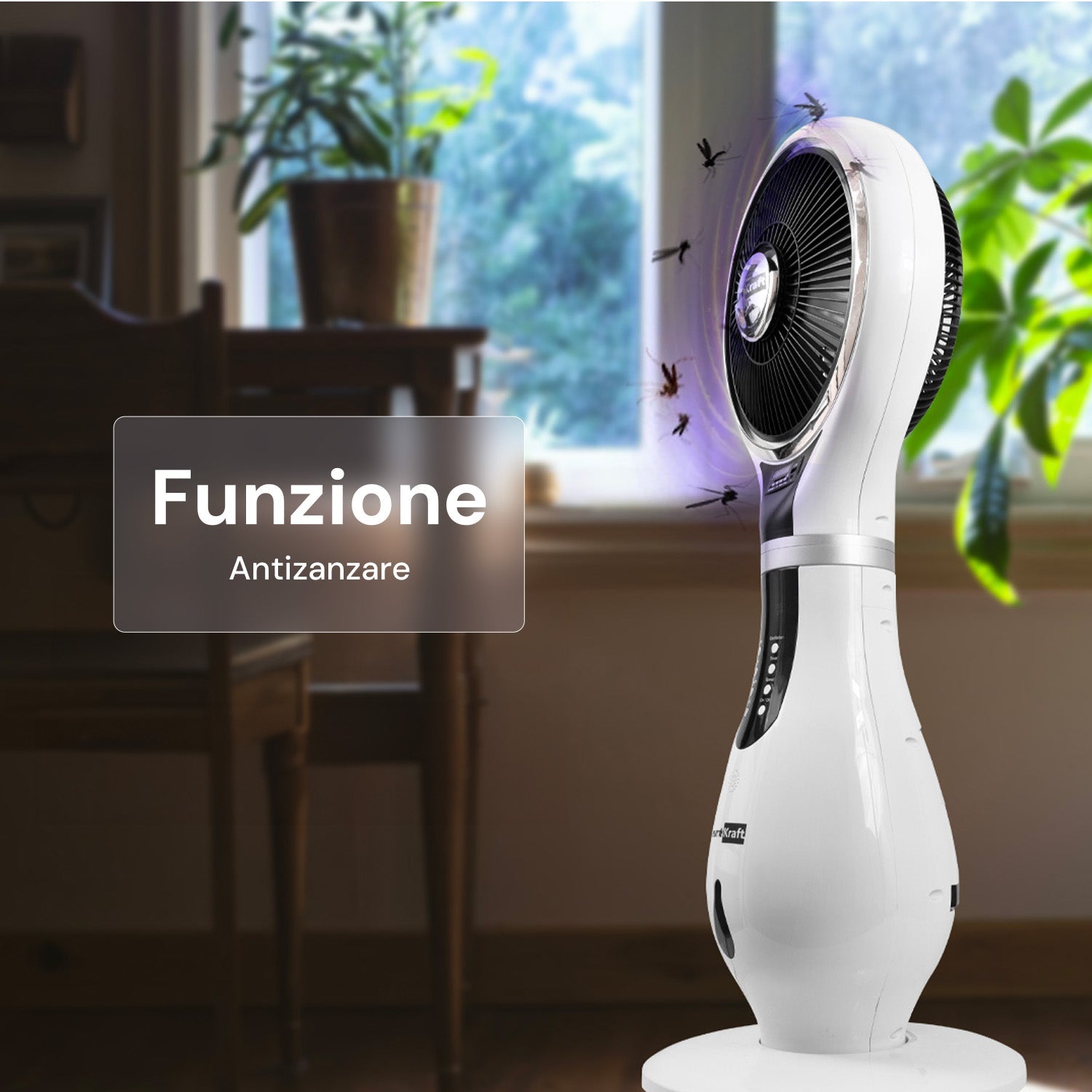 Ventilatore Nebulizzatore a Colonna con 3 velocità, Telecomando e Serbatoio 2,3L