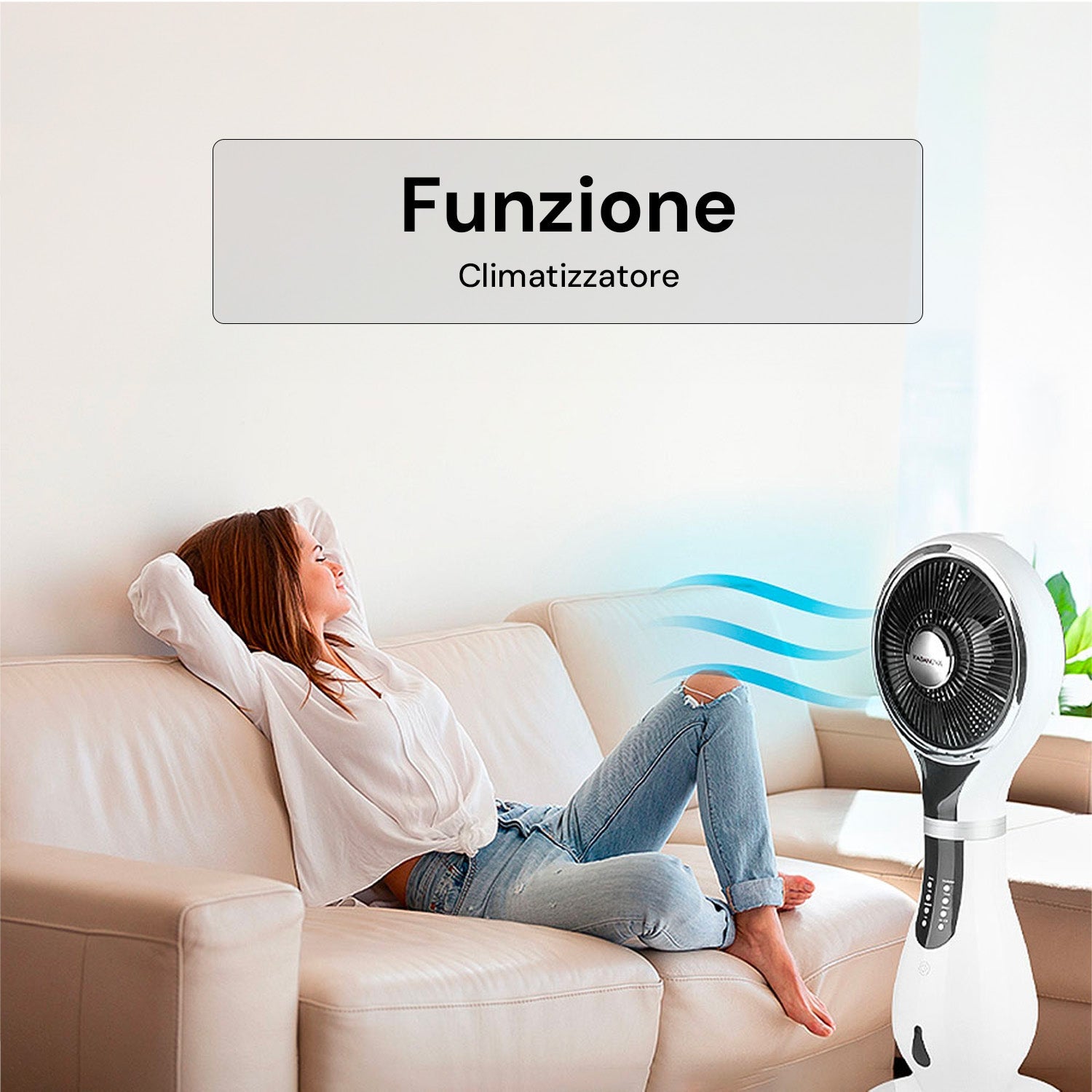 Ventilatore Nebulizzatore a Colonna con 3 velocità, Telecomando e Serbatoio 2,3L